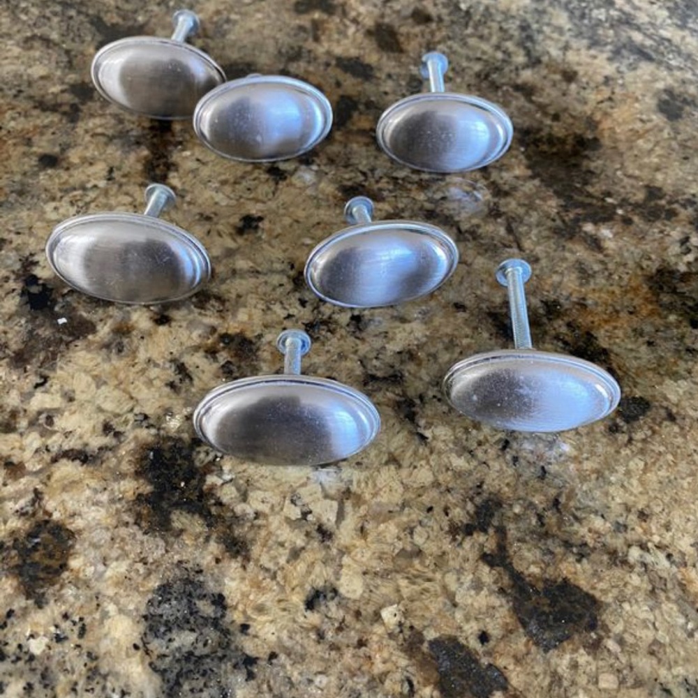 7 Silver Matted Knobs with screws